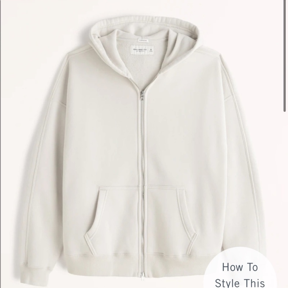 Abercrombie Men's Essential Full Zip Oversized Hoodie